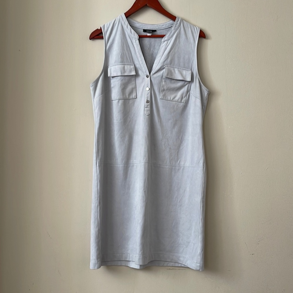 Grey Mid Length Button Up Dress